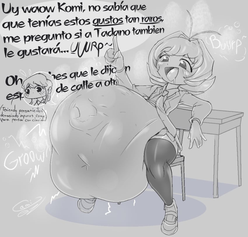 ambiguous_gender big_belly cami_gz camigz female_prey komi_shouko osana_najimi school_uniform soft_vore spanish_dialogue spanish_text tagme translation_request vore