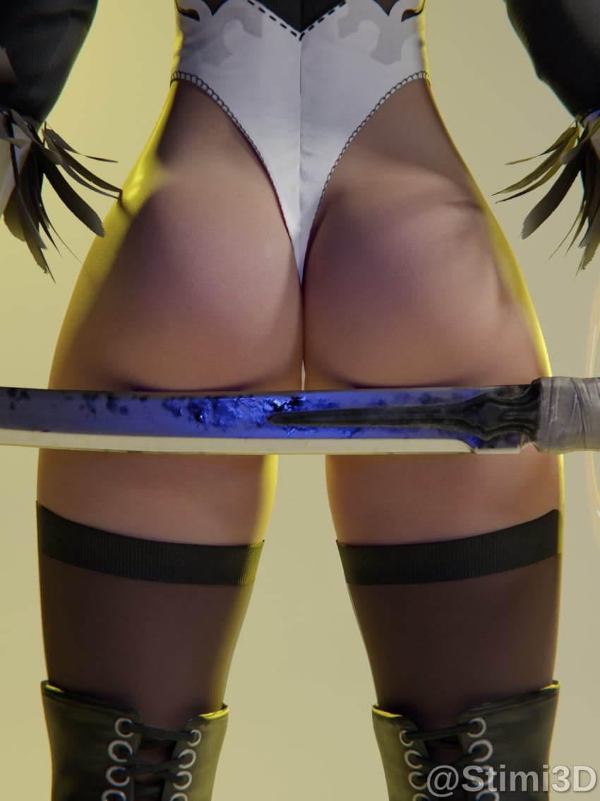 3d ass breasts closed_eyes clothing nier nier:_automata pussy smile stimi3d sword vagina yorha_2b