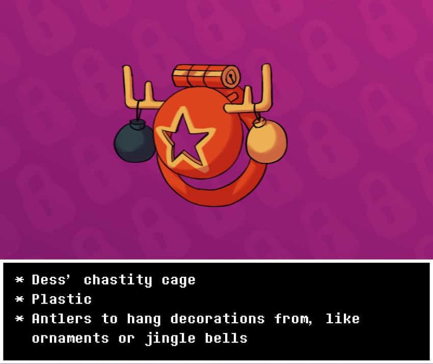 antlers chastity_cage chastity_cage_only chastity_device chastity_device_only creative_chastity deltarune dracozhilla english_text female horn locktober nude ornament stylized_chastity_cage text undertale undertale_(series) zero_pictured