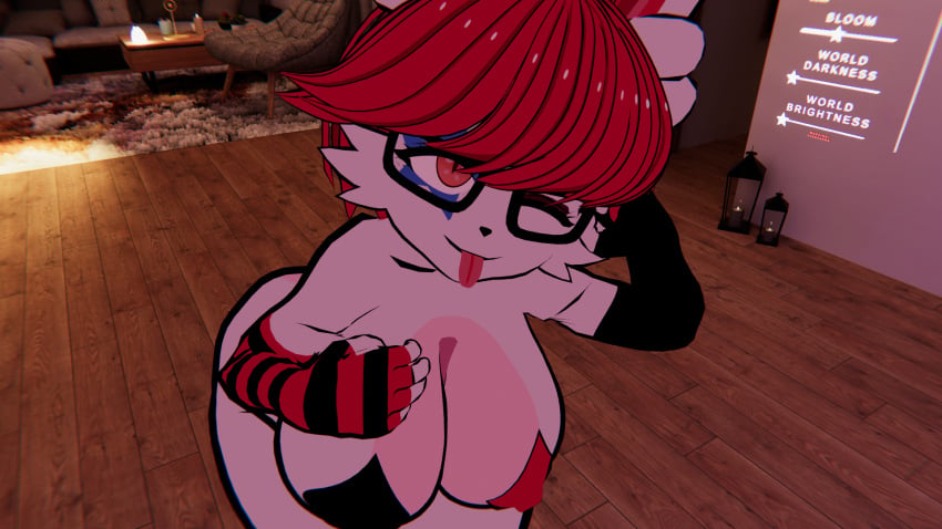 big_breasts glasses in_heat_(game) pasties poppi_(in_heat) vrchat