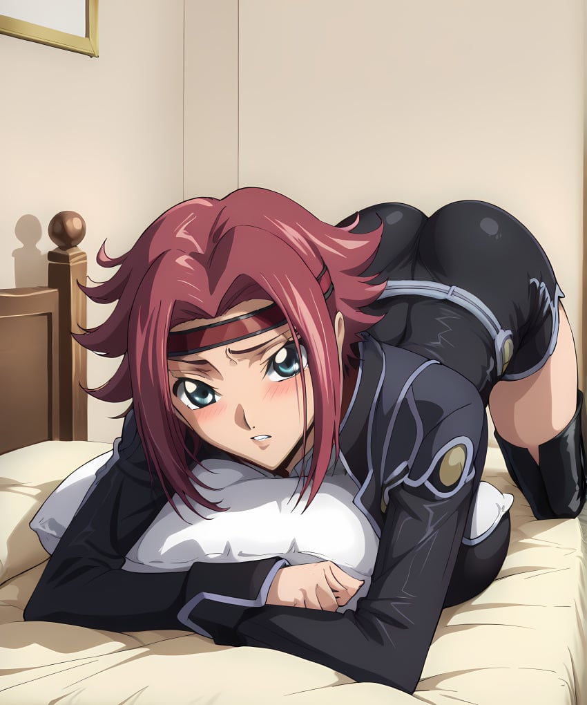 ai_generated bed bedroom big_ass big_breasts black_jacket black_shorts black_thighhighs black_uniform blue_eyes blush boots booty bubble_ass bubble_butt code_geass female female_focus female_only headband hips huge_butt jacket juicy_butt kallen_stadtfeld large_ass large_breasts light-skinned_female light_skin long_legs long_sleeves narrow_waist red_hair red_headband retair18 sexy_pose short_hair shy solo solo_female solo_focus spiky_hair thick_ass thick_legs thick_thighs uniform wide_ass wide_hips wide_thighs