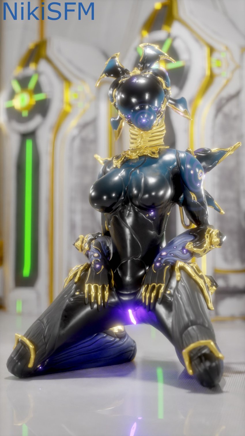 1girls 3d armor big_breasts blue_pussy breasts female female_only glowing_genitalia glowing_pussy helmet kneeling niki3d nova_(warframe) nova_prime presenting pussy robot_girl solo solo_female tagme warframe