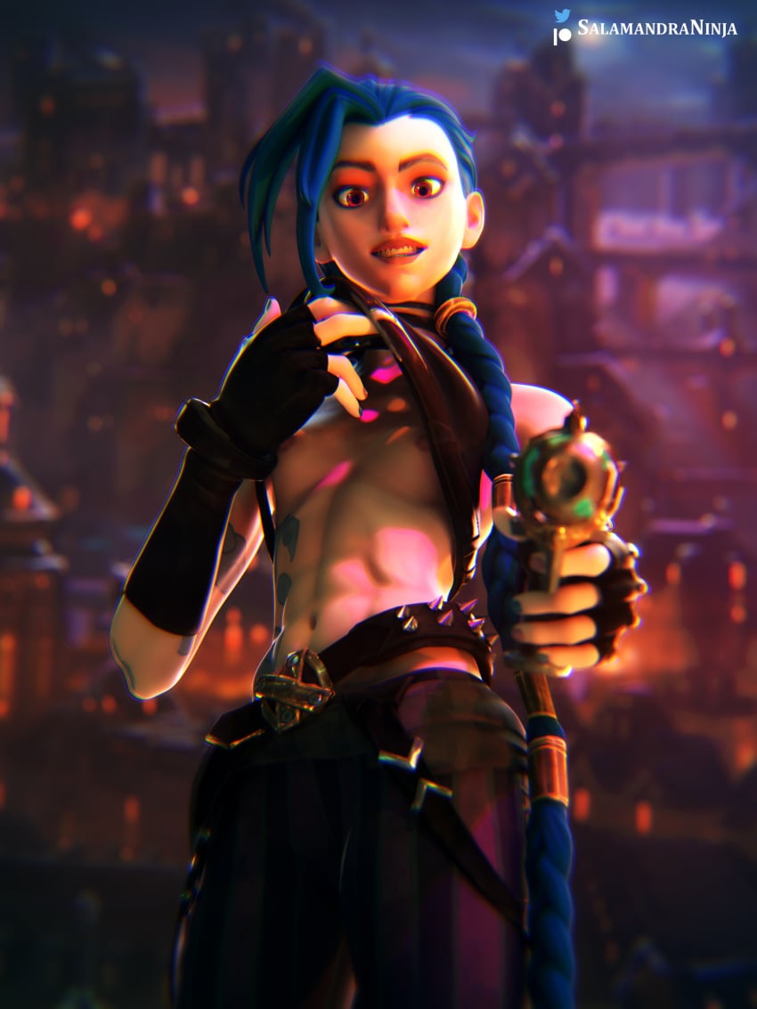 1girls 3d_(artwork) abs arcane at_gunpoint athletic athletic_female blender blue_eyes blue_hair blurred_background blurry_background breasts city clothing crazy crazy_eyes crazy_smile female female_abs finger_on_trigger flashing flashing_at_viewer flashing_breasts gun gunpoint guns jinx_(league_of_legends) league_of_legends lifted_by_self long_hair netflix nipples piltover pointing_gun pointing_gun_at_viewer pov pov_eye_contact presenting_breasts salamandraninja sex_or_death showing_breasts small_breasts smile tagme teeth_showing threatening toned toned_female top_lift topwear_lift weapon