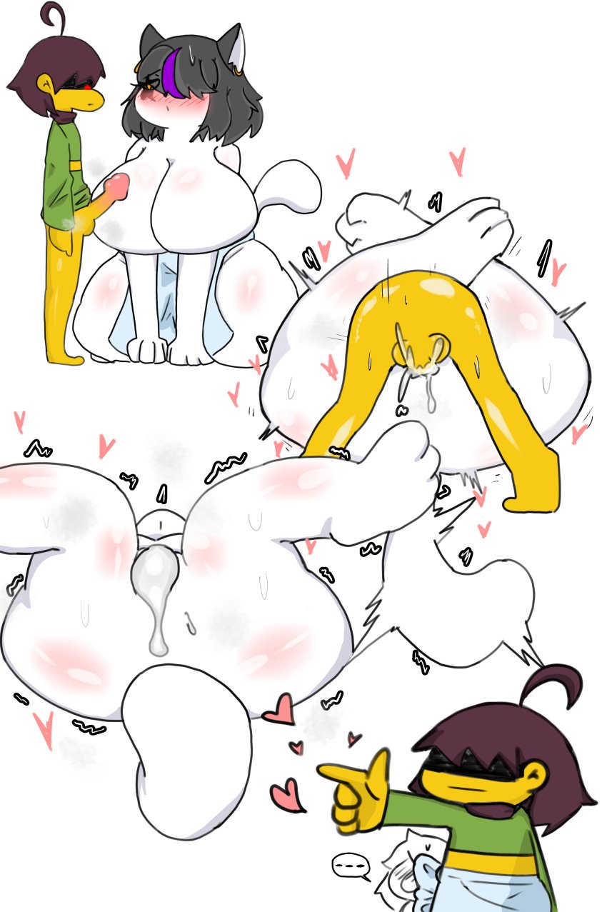 anthro cat_ears catti_(deltarune) cum cum_inside deltarune furry human_on_anthro kris_(deltarune) pung_kung rape sex susie_(deltarune) undertale