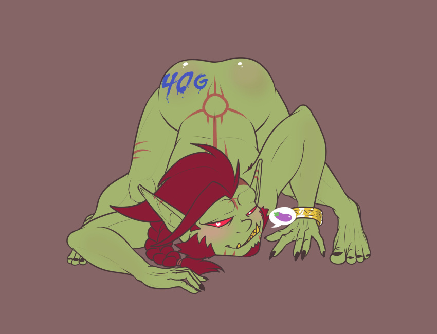 absurd_res ass_up goblin goblin_male hi_res humanoid male palchamon simple_background solo tattoo