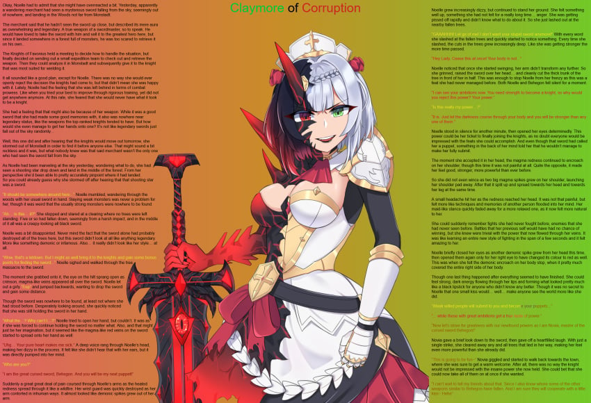 1girls body_modification corruption female genshin_impact mid-transformation noelle_(genshin_impact) oc transformation unreadable_text