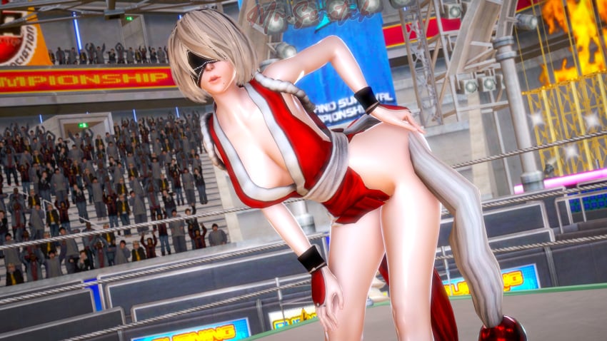 16:9 1girls 3d ass big_breasts breasts cosplay fatal_fury female female_only honey_select illusion_soft king_of_fighters large_breasts mai_shiranui mai_shiranui_(cosplay) misterscratch nier nier:_automata nier_(series) short_hair studio_neo white_hair yorha_2b