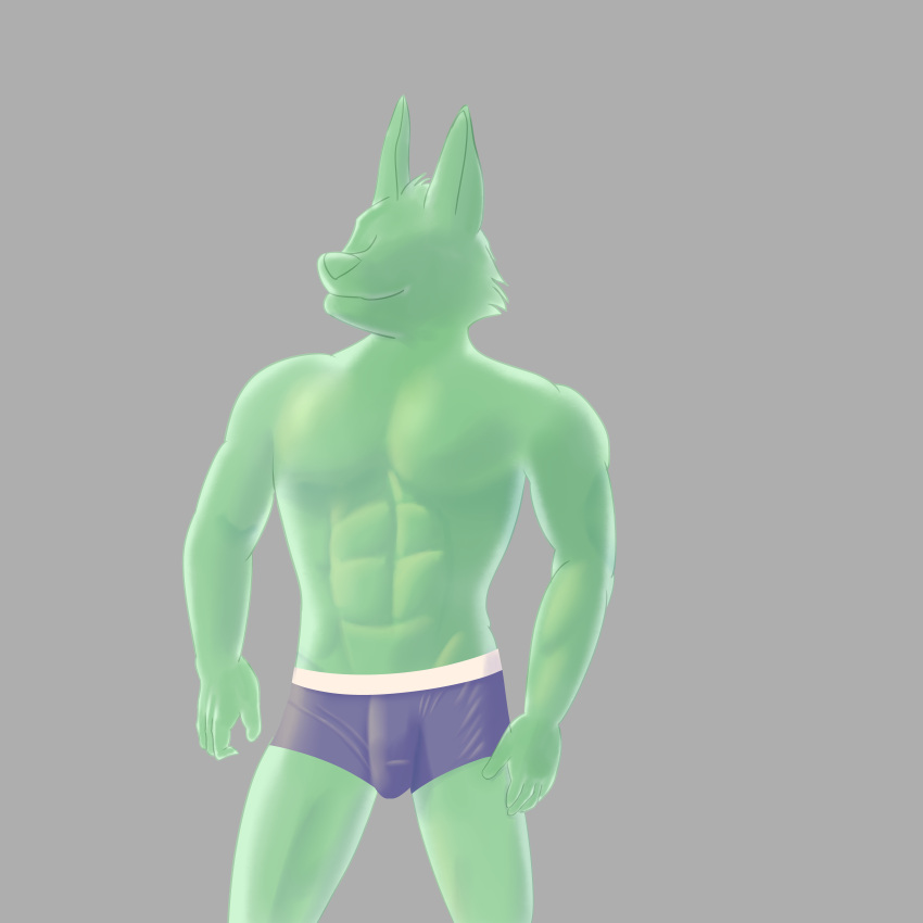 abs absurd_res anthro athletic athletic_anthro athletic_male bulge canid canine canis clothing green_body green_skin green_slime hi_res humanoid male mammal morinkashi muscular muscular_anthro muscular_male original original_character pecs slime solo underwear wolf