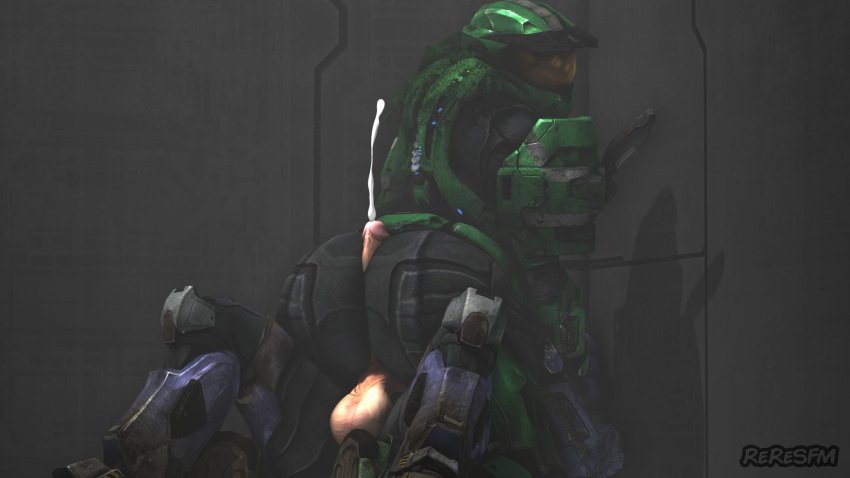 1boy 1girls 3d armor big_ass big_penis buttjob covered_buttjob cum cumshot dat_ass female_spartan_(halo) halo_(series) hands_on_hips helmet reresfm spartan_(halo) tagme