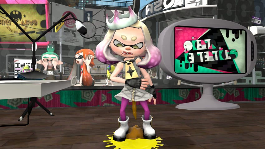 3d animal_humanoid anthro cephalopod cephalopod_humanoid filmmaker humanoid inkling inkling_boy inkling_girl kaori_(splatoon) mask_(marking) nintendo pearl_(splatoon) peeing pointy_ears pseudo_hair public_indecency scat sfm shocked source_filmmaker splatoon splatoon_(series) splatoon_2 squid television tentacle tentacle_hair