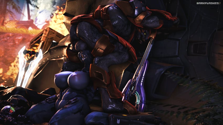 1boy 1girls 3d alien alien_girl big_breasts darkflash23 elite_(halo) fellatio female_sangheili halo_(series) male male_sangheili_(halo) oral sangheili straight tagme