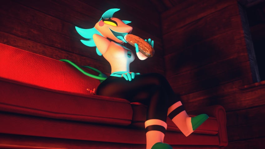 couch deltarune deltarune_chapter_2 glowing glowing_eyes glowing_hair glowing_mouth glowing_tongue pickle scamarai seductive sofa source_filmmaker tagme tail tasque_manager_(deltarune)