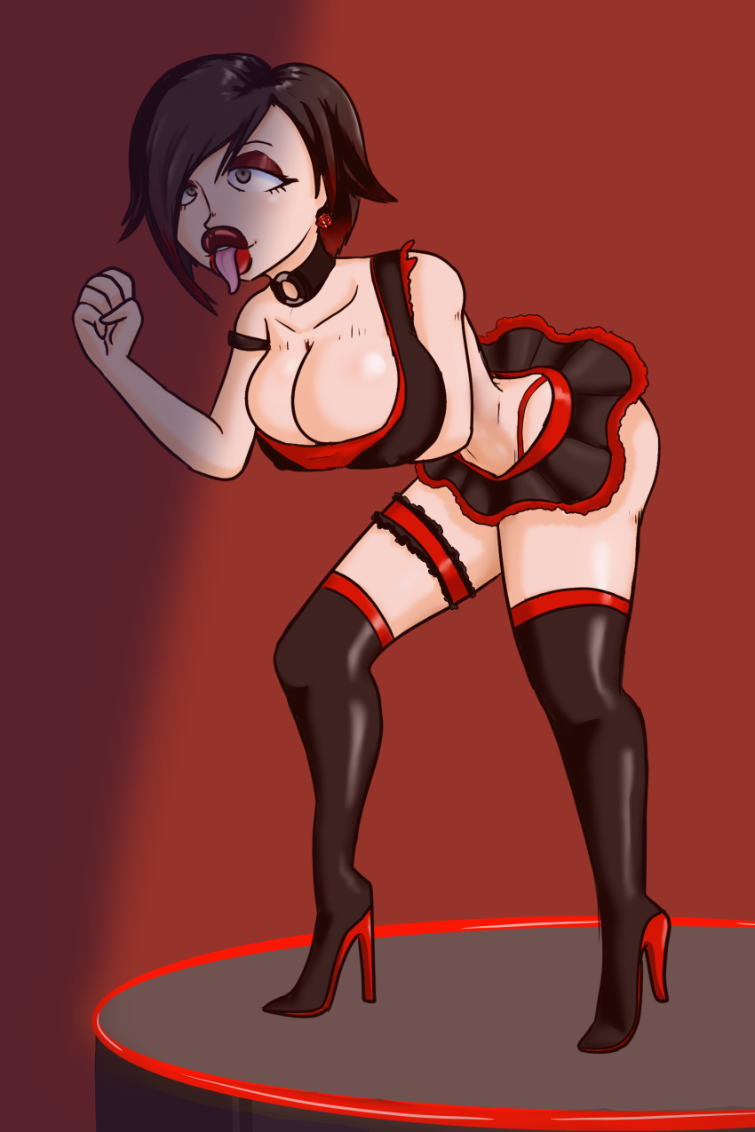 2:3 2:3_ratio big_breasts big_butt big_lips bimbo black_hair black_hair_female busty high_heels high_heels_boots questionable rooster_teeth ruby_rose rwby short_black_hair short_hair short_hair_female slopster! stripper teen_stripper teenager twitter