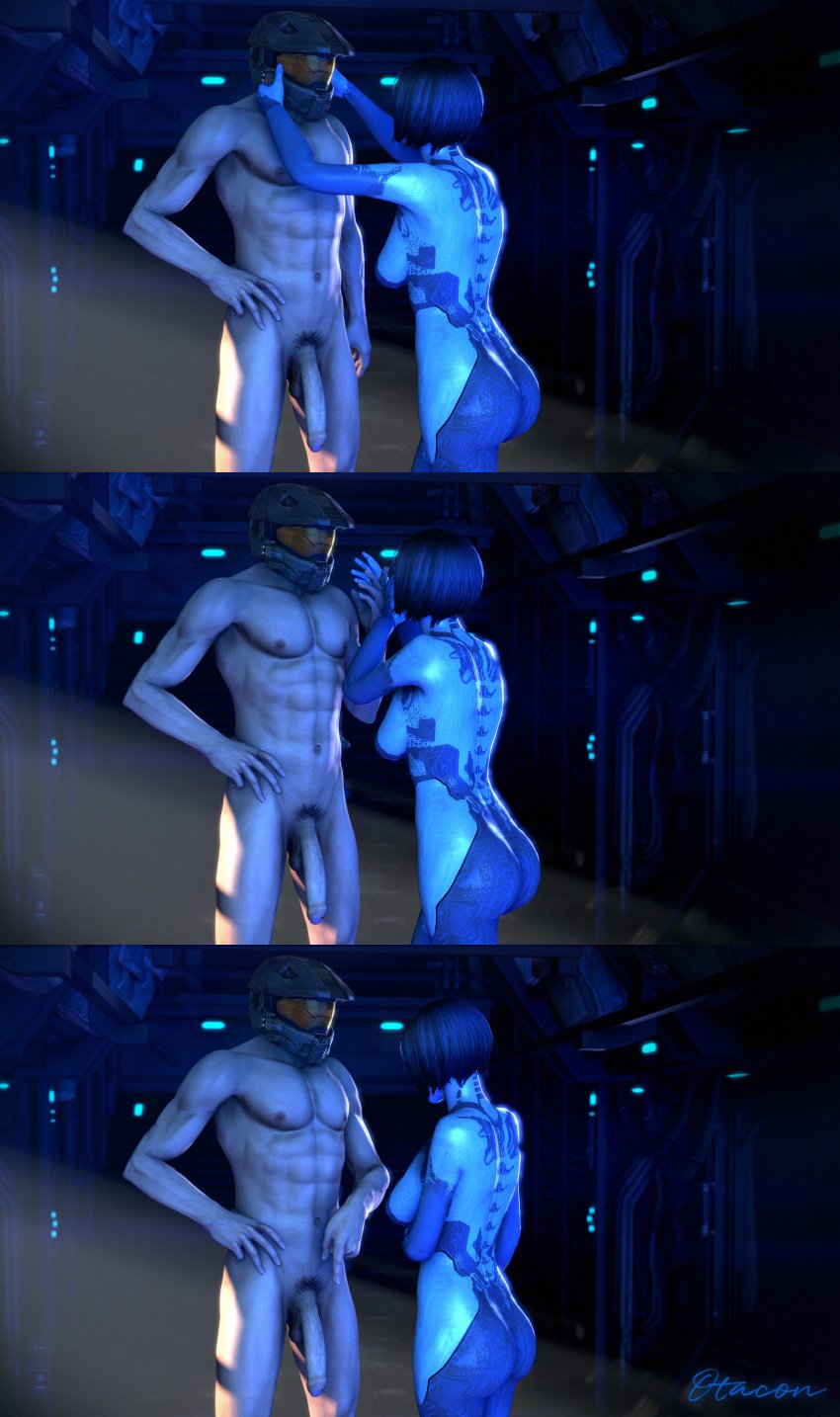 1boy 1girls 3d artificial_intelligence ass cortana female halo halo_(series) human male_human male_spartan_(halo) master_chief nude nude_female otacon212 spartan_ii_(halo) straight