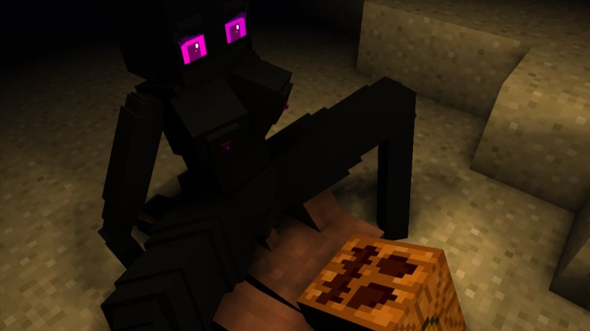 1boy 1boy1girl 1girls 3d anal_penetration black_body black_skin breasts cave character cubic_breasts enderman enderwoman galeo human human_penis looking_at_partner mine mine-imator minecraft mobtalker_mod monster_girl outside pumpkin_head purple_eyes riding rule_63 sex spread_legs tagme vaginal_penetration