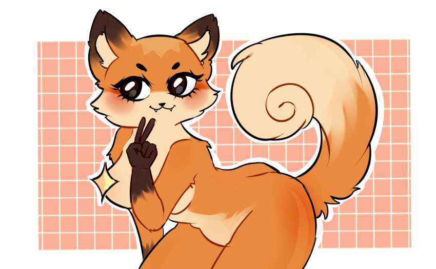 anthro blush breasts censored claws claws_out completely_nude completely_nude_female female female_only fox fox_ears fox_tail furry luna_the_fox naked owo red_fox solo solo_female standing two_tone_body two_tone_fur two_tone_tail vkontakte