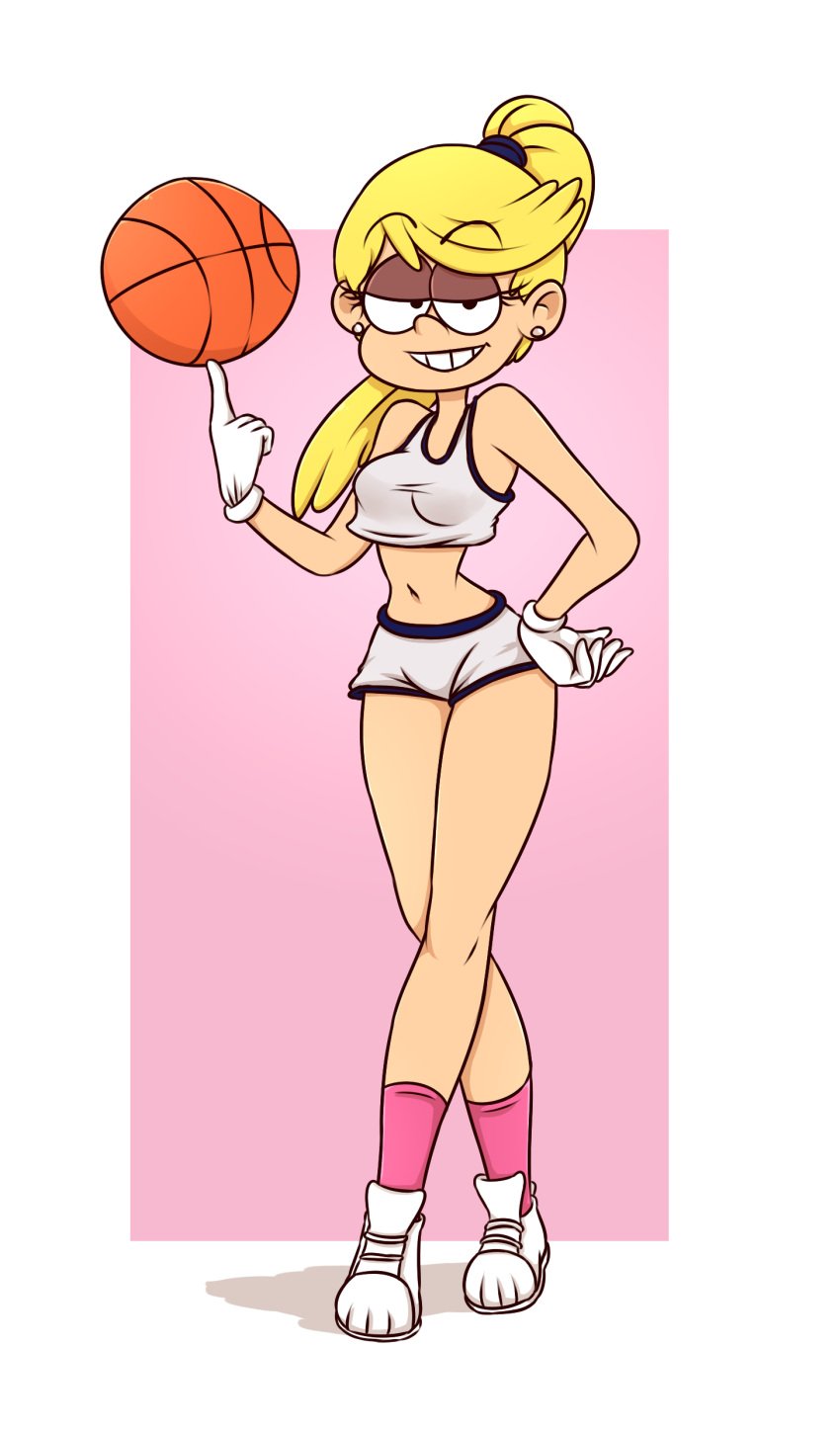 1girls 2021 2021s basketball basketball_shorts basketball_uniform belly_button blonde blonde_female blonde_hair blonde_hair_female cosplay crossover_cosplay drawsoyeah earring earrings eyelashes eyeshadow female female_focus female_only gym_uniform hair lola_bunny_(cosplay) lola_loud looking_at_viewer navel nickelodeon seductive_look seductive_smile shorts solo solo_female solo_focus space_jam the_loud_house