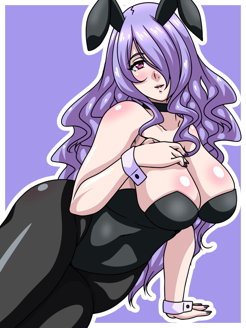 1girls alternate_costume breasts bunny_ears bunny_girl bunnysuit camilla_(fire_emblem) choker cleavage female female_only fire_emblem fire_emblem_fates hair_over_one_eye inabakun00 large_breasts leotard long_hair looking_at_viewer nail_polish nintendo pantyhose pink_eyes purple_hair purple_nails smile solo thick_thighs thighs year_of_the_rabbit