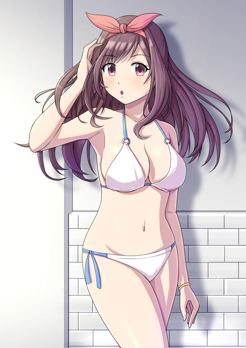 1girls alternate_costume breasts brown_hair female female_only solo solo_female swimsuit tagme temuzu thames3 the_idolm@ster the_idolm@ster_shiny_colors tsukioka_kogane