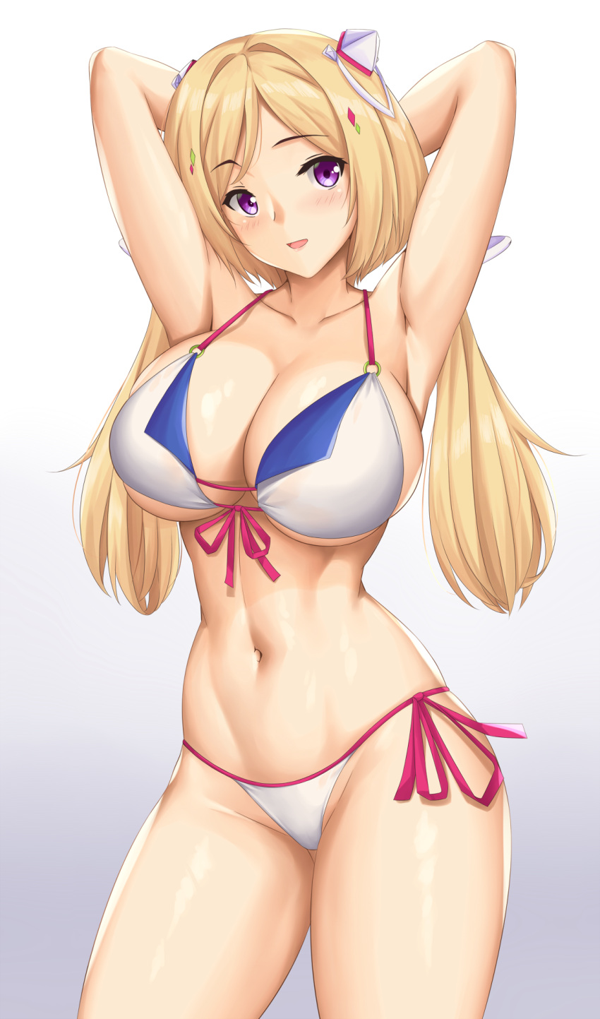 aki_rosenthal arciealbano bikini blonde_hair breasts busty cleavage female female_only fit fit_female hololive hololive_gen_1 hololive_japan side-tie_bikini solo solo_female thighs virtual_youtuber