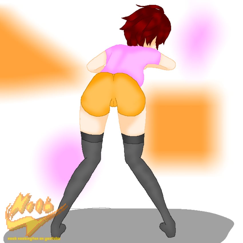 against_wall boob_boobington chloe_(noob_noobington) knees_together_feet_apart lazertheinfernal legs_apart noob_noobington pixel_art presenting presenting_ass presenting_hindquarters presenting_pussy