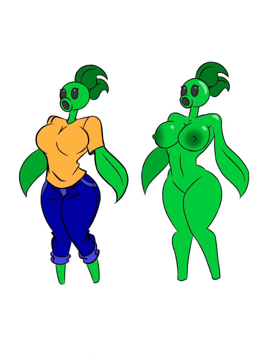 1girls artist_request bare_shoulders barefoot big_breasts big_butt big_thighs black_eyes black_sclera bottomwear breasts cleavage clothed clothes clothing completely_nude eyelashes featureless_crotch female female_only full_body fully_clothed green_body green_skin jeans large_breasts model_sheet no_pussy no_toes nude nude_female oc open_mouth plant plant_girl plant_humanoid plantie plants_vs_zombies repeater_(pvz) simple_background solo solo_female standing t-shirt toeless topwear unknown_artist white_background