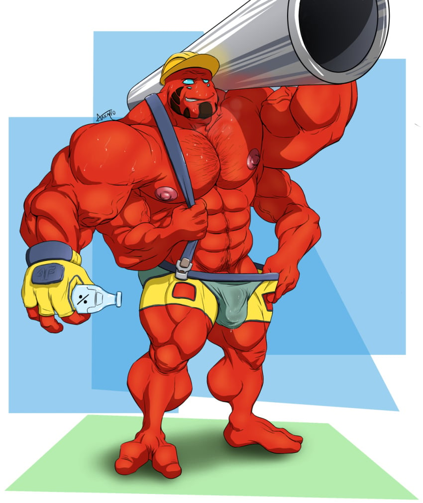 4_arms 4_eyes arkanoego balls bara ben_10 fourarms gay male male_only multi_arm multi_eye multi_limb muscular muscular_male penis red_skin solo solo_male tetramand