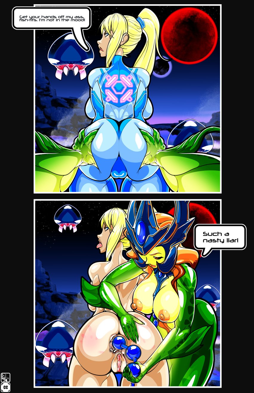 2021 2girls 2koma anal_beads anal_insertion ass_grab ass_squeeze black_sclera blonde blue_eyes bodysuit bogexplosion comic commission crossover crown dat_ass english_text female_pov grabbing grabbing_ass groping groping_ass hand_on_ass human instant_loss_2koma league_of_legends marai mermaid metroid metroid_(creature) multiple_girls naked nami_(league_of_legends) nude ponytail pov red_eyes samus_aran spank_marks spanked spanked_butt speech_bubble squeezing_butt topless yuri zero_suit zero_suit_samus