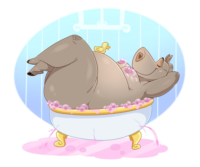 anthro arms_behind_back bad_censor barely_censored bath bathing bathroom bathtub bbw bubble bubble_ass bubble_butt bubbles closed_eyes crossed_arms crossed_legs enjoying exposed_breasts fat_ass furry gloria_the_hippopotamus hippopotamus leak leaking lonbluewolf madagascar_(series) naked naked_female nipples overflow overflowing_ass overweight overweight_anthro overweight_female relaxing rubber_duck simple_background smile smiling soap soap_bubbles ssbbw suds wholesome