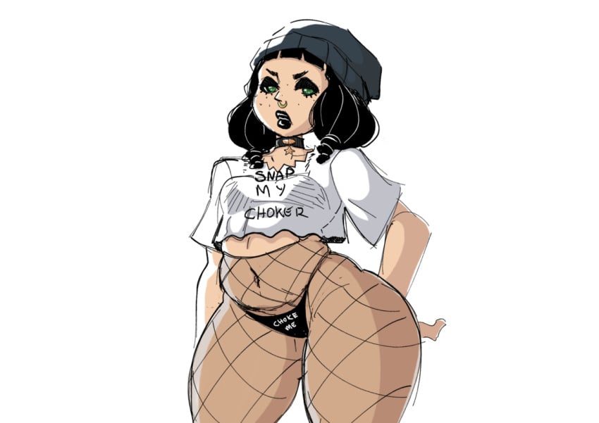 chubby fishnets goth lipstick mandy_anders thick_thighs