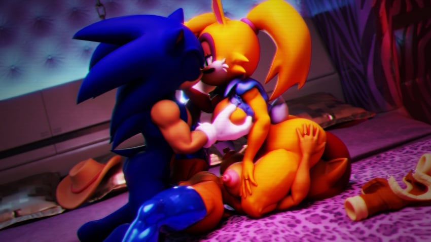 2girls 3d bunnie_rabbot cunnilingus diag34k huge_breasts sally_acorn sonic_(series) sonic_the_hedgehog threesome