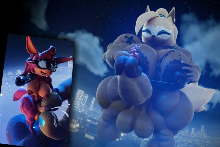 diag34k futa_on_futa futanari giantess handjob hyper_breasts hyper_penis muscular_futa sonic_(series) whisper_the_wolf