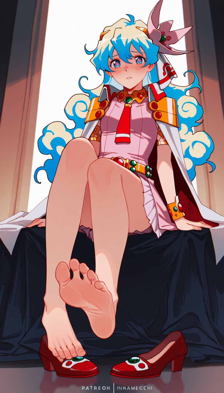 1girls ai_generated barefoot blush female foot_fetish legs nia_teppelin solo tengen_toppa_gurren_lagann