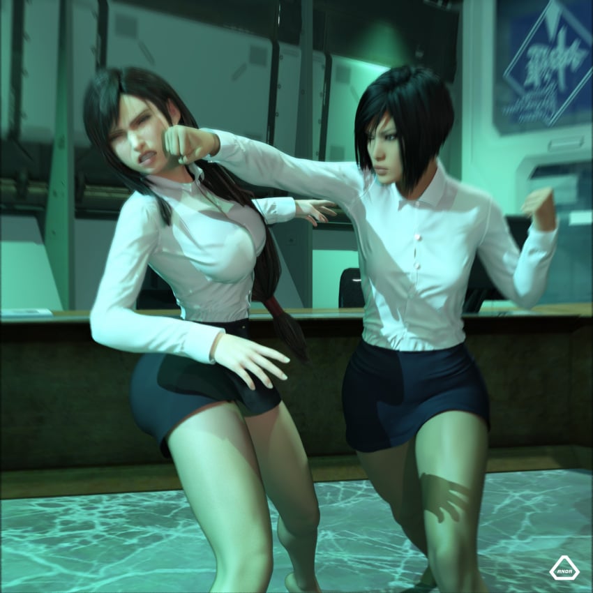 2girls 3d anorcorner asian asian_female big_ass big_breasts big_thighs breasts catfight catgirl crossover curvaceous curvy curvy_figure dice_(company) eastern_and_western_character electronic_arts faith_connors female fight final_fantasy final_fantasy_vii hips huge_ass huge_breasts large_ass large_breasts light-skinned_female light_skin mature mature_female mirror's_edge mirror's_edge_catalyst office office_lady slim_waist square_enix thick thick_hips thick_legs thick_thighs thighs tifa_lockhart voluptuous voluptuous_female waist wide_hips yuri