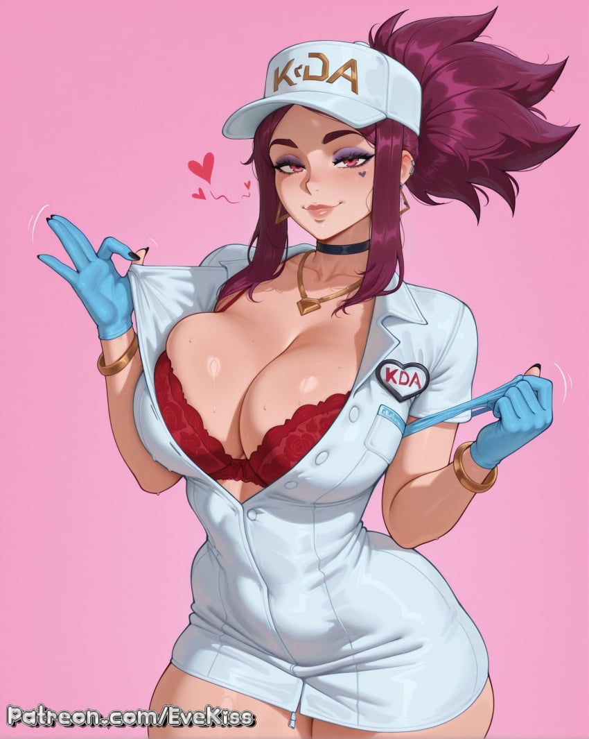 1girl 1girls ai_generated akali akali_(league_of_legends) breasts breasts, camel_toe cameltoe cleavage clothed clothed_female curvy curvy_figure evekiss female female_focus female_only focus fully_clothed hairband kda large_breasts league_of_legends league_of_legends:_wild_rift nipples nipples_covered nipples_visible_through_clothing nurse ponytail pussy riot_games sfw solo solo_female solo_focus teeth tencent thick_thighs thighs tight_clothes tight_clothing uncensored wide_hips