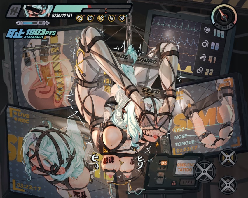 ahe_gao anal_penetration arms_behind_back ashamed bondage bondage_gear breast_expansion breast_sucking broken clit_torture clothing collar cross_section crying crying_with_eyes_open dildo dildo_in_ass exposed_breasts eyes_rolling_back face_covered feet_over_head forced gag game_ui harness harness_gag large_breasts livestream mechanical_fixation milking_machine mind_break mouth_open orgasm_torture seed_(zenless_zone_zero) shaking suspension_bondage tattoo tattoo_on_breast tongue_pull trembling urethral_insertion vaginal_penetration vibrator vibrator_on_clitoris zenless_zone_zero