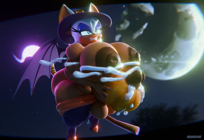 3d anthro diag34k futanari halloween improvised_sex_toy masturbation pumpkin rouge_the_bat sonic_(series)