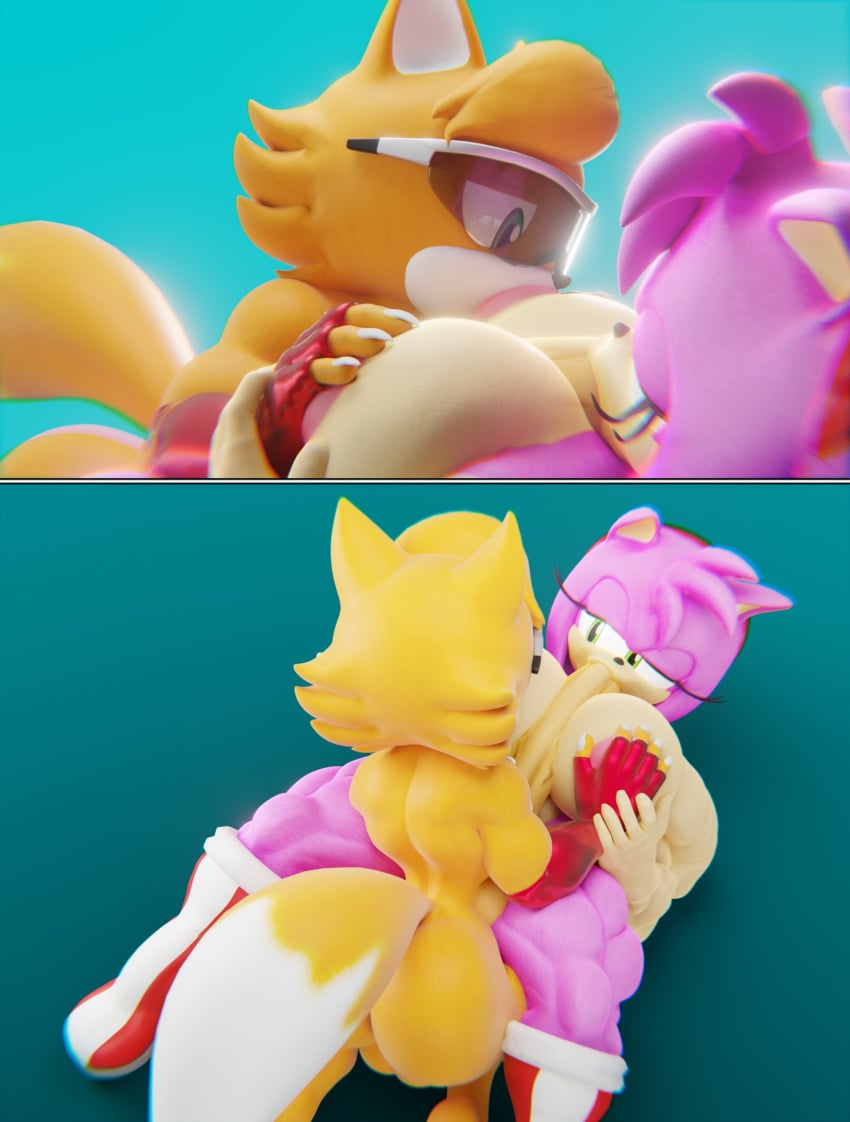 3d amy_rose blowjob breast_sucking diag34k muscular_female paizuri size_difference sonic_(series) thick_thighs