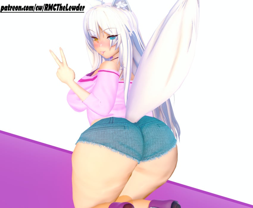 1girls 3d 3d_(artwork) big_ass big_breasts catgirl cellulite cellulite_ass chubby chubby_female clothed coconut_(sayori) fat_ass female female_focus female_only heterochromia huge_ass huge_breasts hyper hyper_ass koikatsu koikatsu_(medium) looking_at_viewer looking_back neko nekopara on_knees peace_sign real_maincharacter suggestive suggestive_look tongue_out white_background white_hair