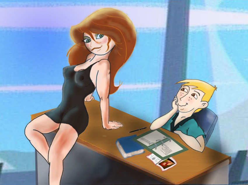 disney dress female human kim_possible kimberly_ann_possible little_black_dress male medium_breasts ron_stoppable short_dress straight_hair tagme yumibow