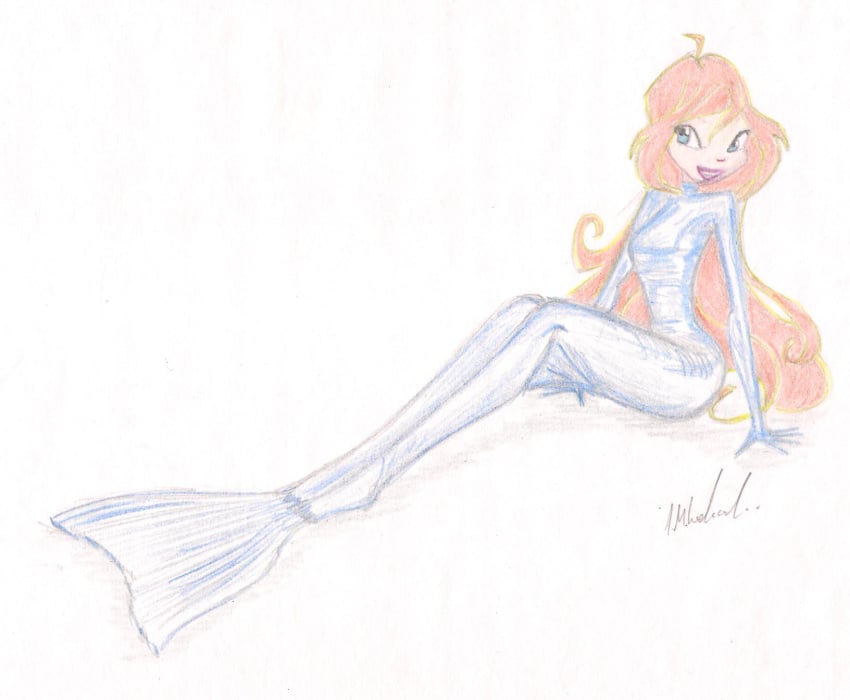 1girls 2010s 2011 alternate_costume blank_background bloom_(winx_club) blue_eyes bodysuit clothing eyes female female_focus female_only hair hands_on_floor happy human human_only lipstick lycra lycra_suit mermaid_costume mermaid_suit open_eyes orange_hair pencil_(artwork) photoshoot posing rainbow_(animation_studio) rubber rubber_clothing rubber_suit shiny_clothes signature silver_tail sitting sitting_on_floor smile smiling smiling_at_viewer solo spandex spandex_suit teeth thunderingpikachu white_bodysuit white_clothing white_tail winx_club