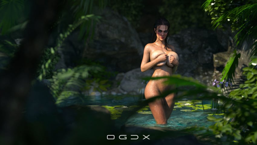 1girls 3d black_hair blush female female_only forest holding_breasts huge_breasts jungle large_breasts looking_at_viewer nude nude_female ogdx outdoor outdoor_nudity outdoors outside pinup slushe_(website) solo solo_female standing_in_water water wet wet_hair wet_skin wide_hips