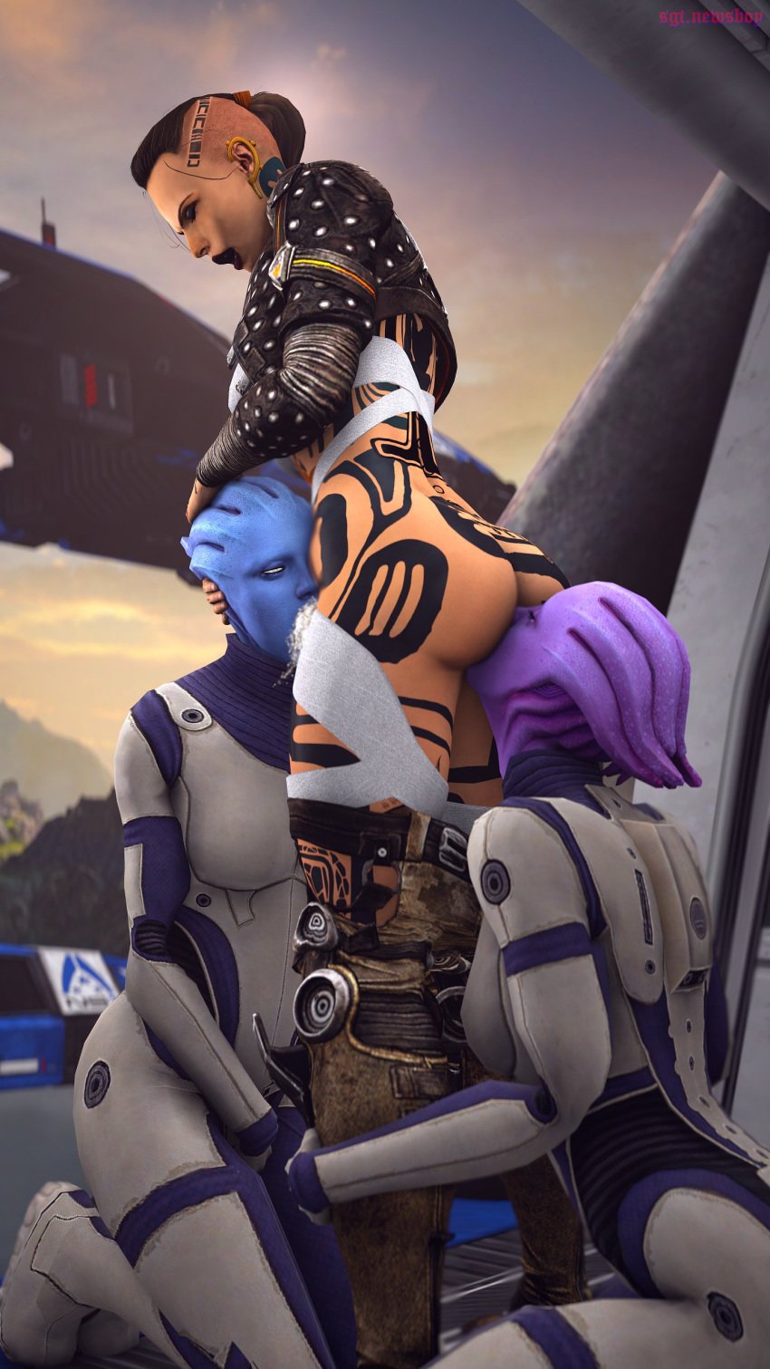 1futa 2girls 3d asari ass blue_plate_special cum cum_in_mouth cum_inside deepthroat ejaculation erection fellatio from_behind futa_on_female futanari jack_(mass_effect) liara_t'soni mass_effect multiple_girls oral orgasm penis rimming sgtnewsboy source_filmmaker tattoo teamwork threesome