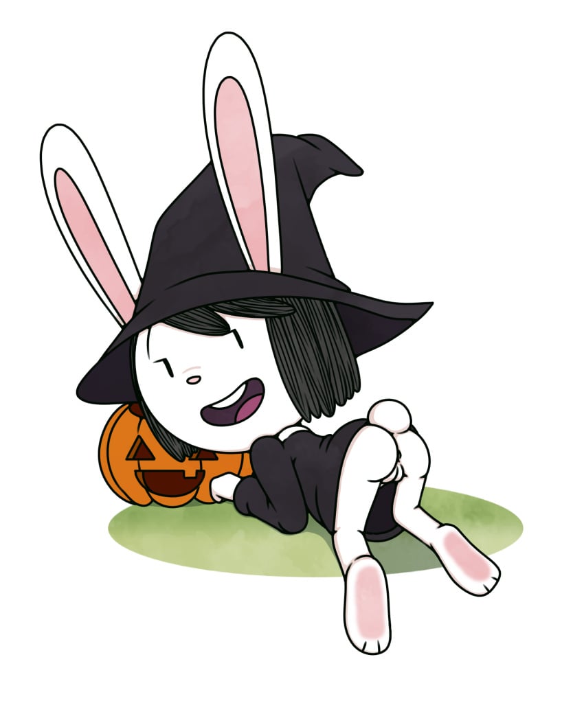 1girls anthro anus ass ass_up black_hair bunny_girl cub elinor_rabbit elinor_wonders_why female halloween halloween_costume lagomorph pbs pbs_kids_(copyright) pbskids presenting pussy rabbit smile solo young