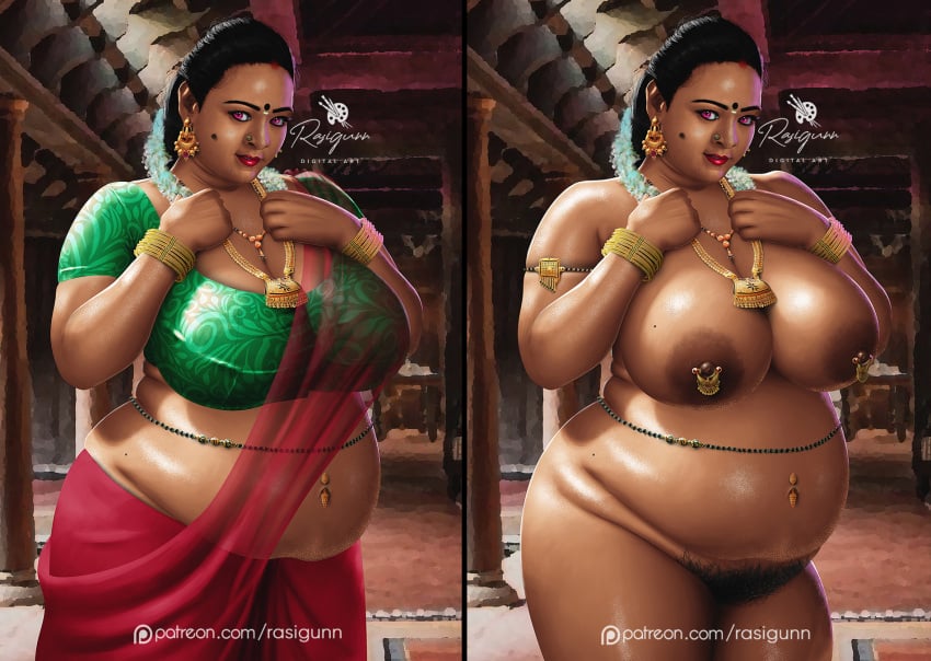 1girls accessory bbw belly big_belly big_breasts big_nipples breasts dark-skinned_female dark_skin digital_media_(artwork) female indian indian_female jewelry nipples nude overweight overweight_female pubic_hair rasigunn shakeela