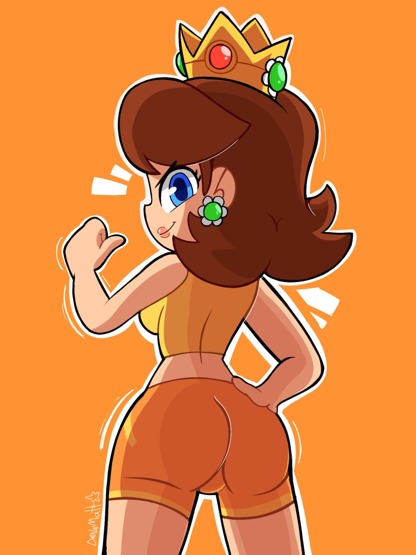 ass clothed clothing drawmatt female mario_(series) mario_tennis nintendo princess_daisy sideboob solo tagme