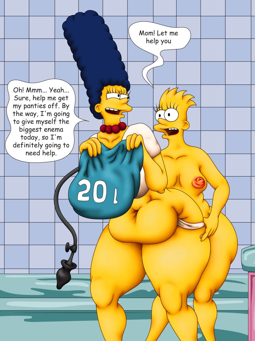 1boy 1girls bart_simpson belly big_ass bynshy chubby chubby_female enema female femboy huge_ass incest male marge_simpson mother_and_son sissy small_breasts the_simpsons