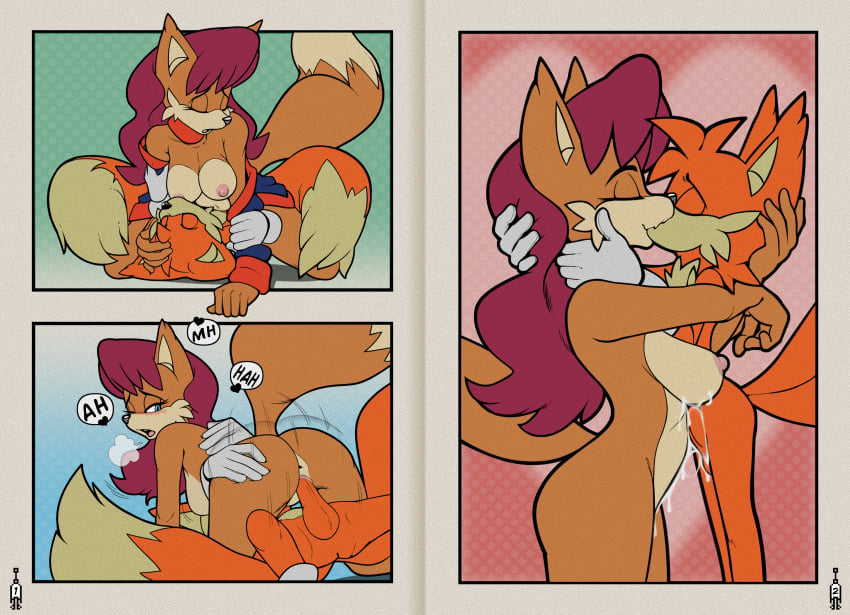 1boy 1girls archie_comics ardan_norgate ass breast_sucking canine canine_humanoid comic cowgirl_position cum cum_on_body cum_on_breasts female female_penetrated fox fox_humanoid fur furry furry_only handwear hi_res incest kissing kitsune large_breasts male male/female male_penetrating male_penetrating_female miles_prower milf mostly_nude mother_and_son naked nude older_female pussy red_hair rosemary_prower semen sonic_(series) sonic_the_hedgehog_(archie) sonic_the_hedgehog_(series) tail tails text younger_male