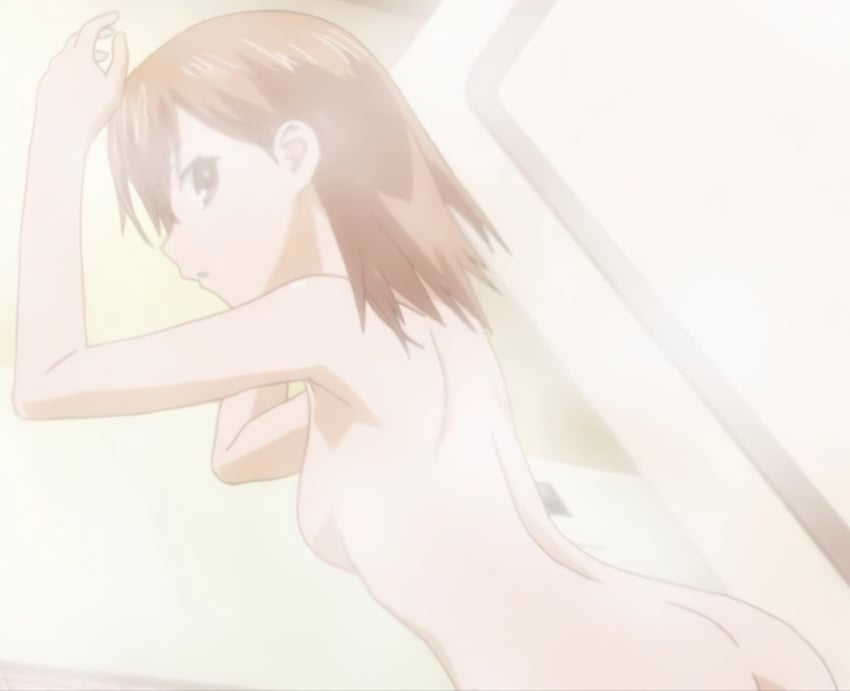 00s 1girls 2009 :o armpits ass bare_ass bare_back bare_shoulders bath breasts brown_eyes brown_hair brunette completely_nude completely_nude_female fanservice female from_behind hi_res looking_down matching_hair/eyes misaka_mikoto nude nude_female official_art open_mouth public_shower screencap shoulder_blades shower shower_room showering sideboob small_breasts solo standing steam teenage_girl teenager to_aru_kagaku_no_railgun to_aru_majutsu_no_index upper_body wet young