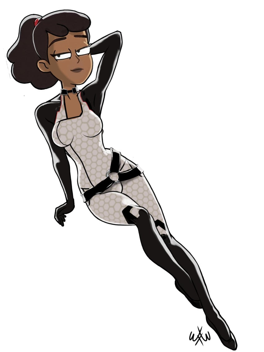 1girls alpha_channel alternate_version_available arm_behind_head artist_logo artist_signature beckett_mariner belt bodysuit boots brown_hair brown_skin cosplay dark-skinned_female dark_skin eyes_half_closed eyes_half_open female female_only for_sticker_use human looking_at_viewer lounging mass_effect miranda_lawson_(cosplay) no_background png ponytail red_headband skinsuit skintight skintight_bodysuit solo solo_female star_trek star_trek_lower_decks sticker_template transparent_background transparent_png wasted.x.talent